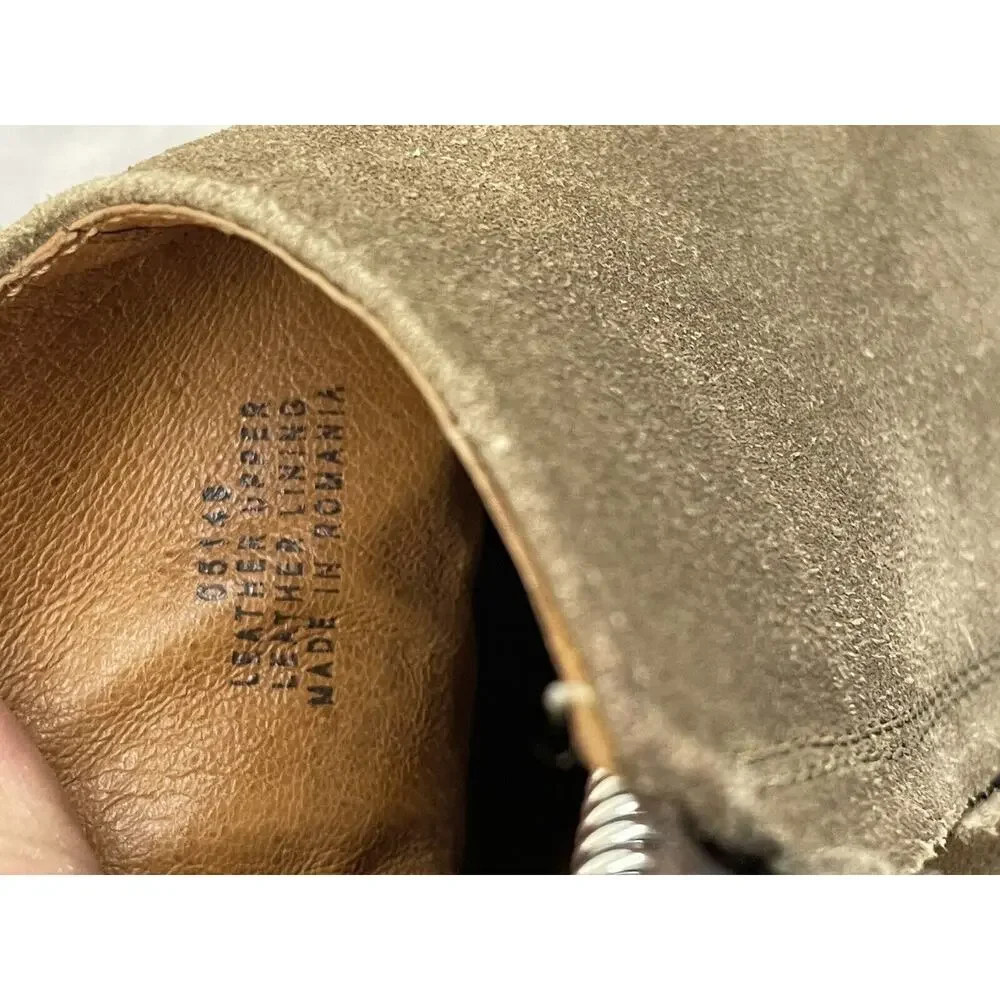 Madewell 1937 Billie Boot Ankle Zip Up Sz 9 Tan Suede Chunky Heel